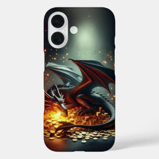 Coques iPhone 16 Dragon Guarding Gold Design