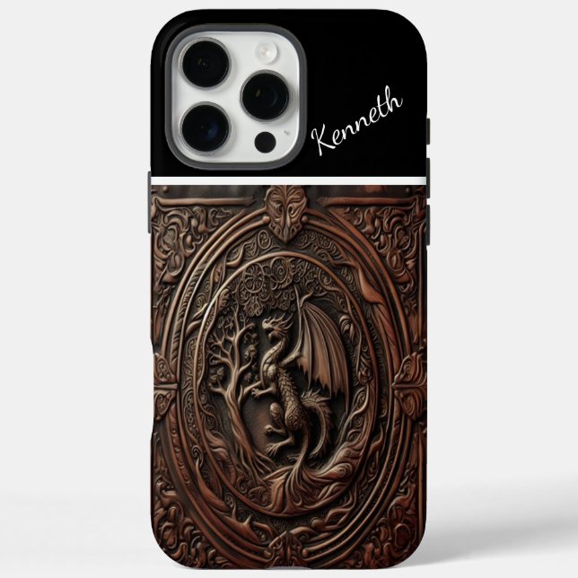 Coques Case-Mate iPhone Dragon sculpté en cuir (Verso)