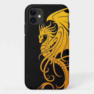 Etui iPhone Case-Mate Dragon tribal de vol - jaune sur le noir