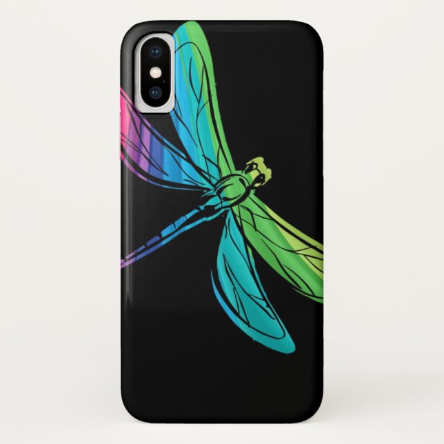 Coques Case-Mate iPhone Dragonfly arc-en-ciel en noir (Dos)
