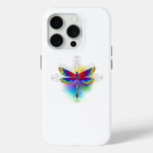 Coque iPhone 15 Pro Dragonfly en arc-en-ciel