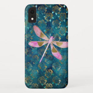 Case-Mate iPhone Case Dragonfly Rose Gold sur Turquoise Blue Foil