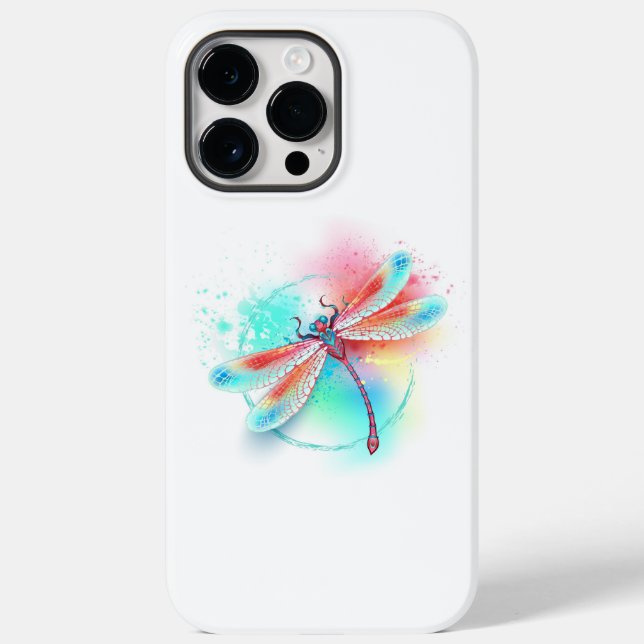 Coques Case-Mate iPhone Dragonfly rouge sur l'arrière - plan aquarelle (Verso)