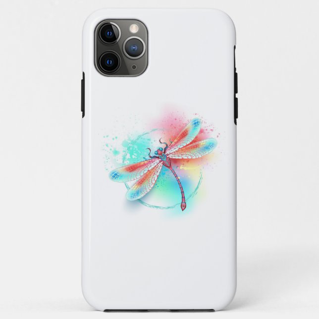 Coques Case-Mate iPhone Dragonfly rouge sur l'arrière - plan aquarelle (Dos)