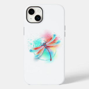 Coque Pour iPhone 14 Plus Dragonfly rouge sur l'arrière - plan aquarelle