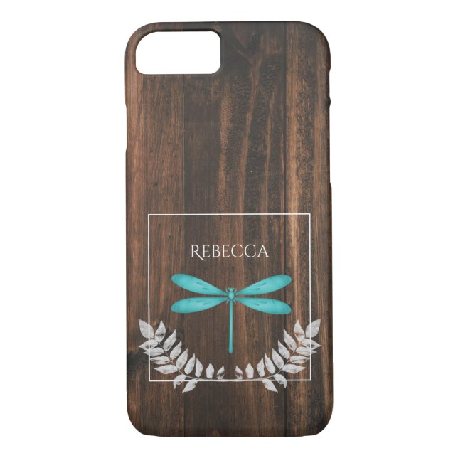 Coques Case-Mate iPhone Dragonfly Turquoise rustique personnalisée (Dos)