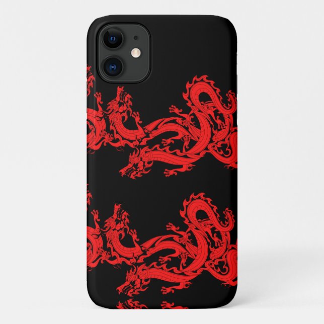 Coques Case-Mate iPhone Dragons rouges Créatures mystiques Motif Noir (Dos)