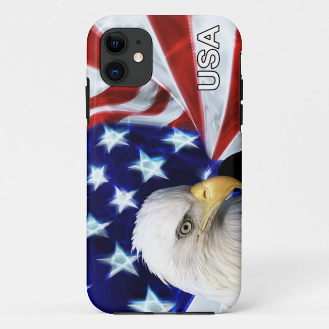 Coques Case-Mate iPhone Drapeau américain avec Eagle chauve patriotique (Dos)