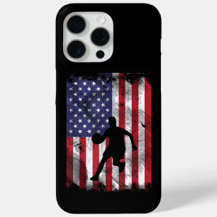 Coque iPhone 15 Pro Max Drapeau américain Basketball Vintage Patriotique B