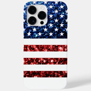 Coques Pour iPhone Drapeau américain bleu faux scintillant