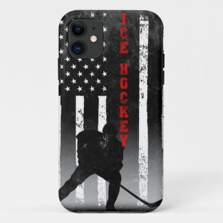 Case-Mate iPhone Case Drapeau américain de hockey sur glace noir
