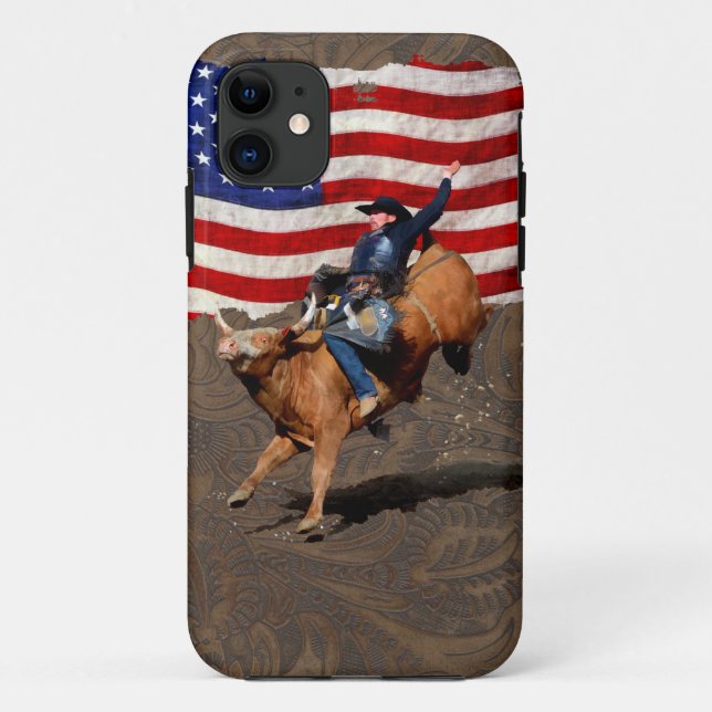Coques Case-Mate iPhone Drapeau américain de rodéo Buckest, Drapeau améric (Dos)