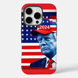 Coques iPhone 16 Pro Drapeau américain Donald Trump 2024