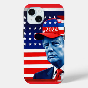 Coque Pour iPhone 15 Drapeau américain Donald Trump 2024