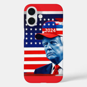 Coques iPhone 16 Drapeau américain Donald Trump 2024