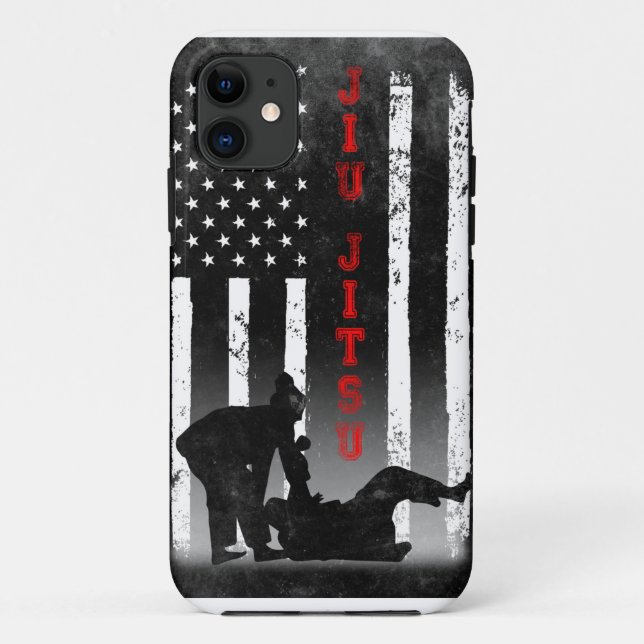 Coques Case-Mate iPhone Drapeau américain Jiu Jitsu noir (Dos)