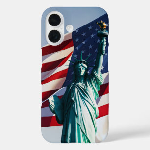 Coques iPhone 16 Drapeau américain Lady Liberty