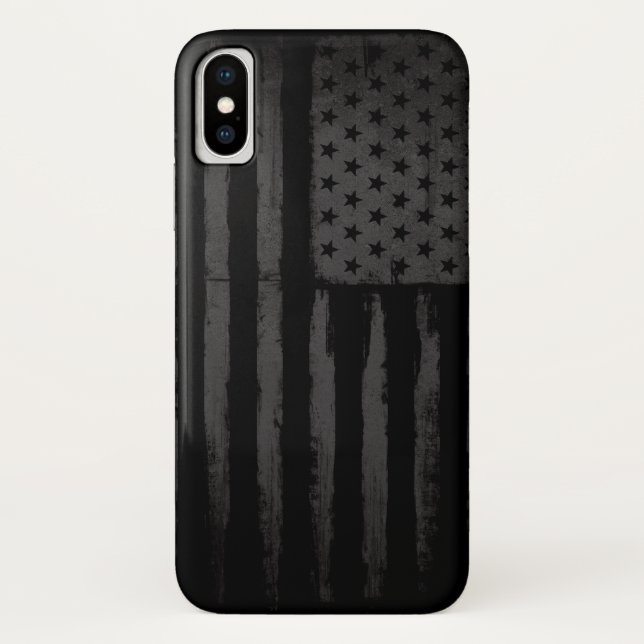 Coques Case-Mate iPhone Drapeau américain noir (Dos)