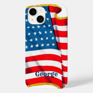 Coque Pour iPhone 14 Drapeau américain patriotique vintage, Quatre juil
