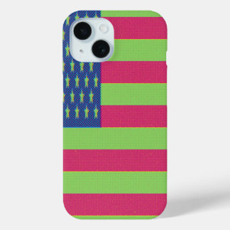 Coque Pour iPhone 15 Drapeau américain rétro 