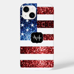 Coque Pour iPhone 14 Drapeau américain rouge bleu étincelles parties sc