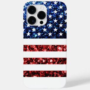 Coques Pour iPhone Drapeau américain rouge brillant faux bling