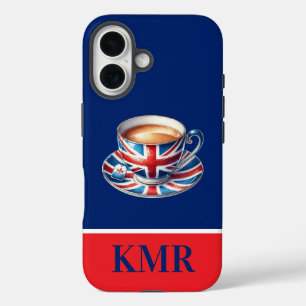 Coques iPhone 16 Drapeau britannique sur l'anglais Teacup