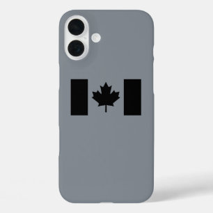 Coques iPhone 16 Plus Drapeau canadien en noir