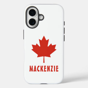 Coques iPhone 16 Drapeau canadien Feuille d'érable rouge Canada Nom
