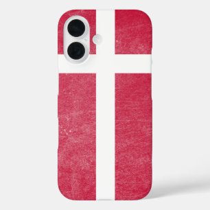Coques iPhone 16 Drapeau Danemark Grunge