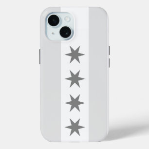 Coque Pour iPhone 15 Drapeau de Chicago Noir