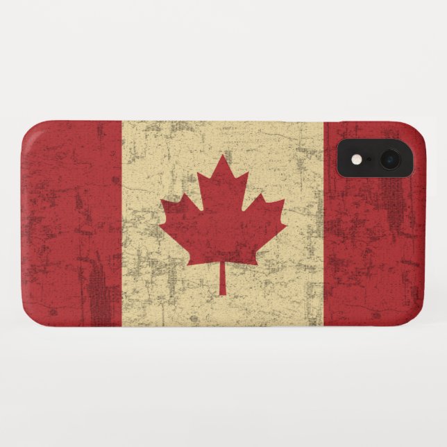 Coques Case-Mate iPhone Drapeau de cru du Canada affligé (Dos (Horizontal))