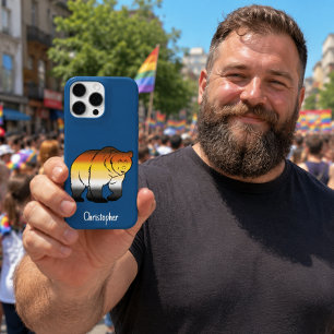 Coques iPhone 16 Pro Max Drapeau de fierté de Gay Bear couleur personnalisé