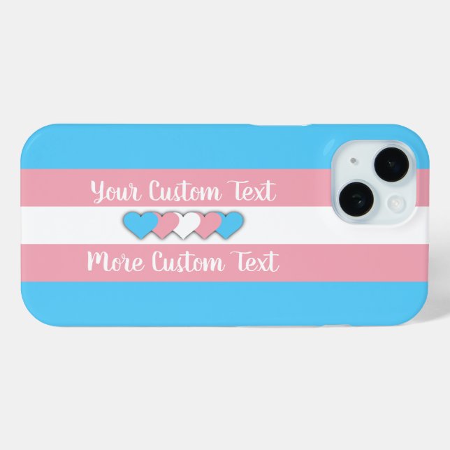 Coques Case-Mate iPhone Drapeau de fierté transgenre avec texte (Verso (horizontal))
