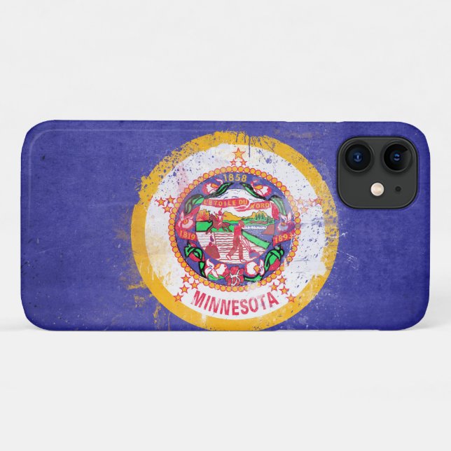 Coques Case-Mate iPhone Drapeau de l'État du Minnesota en détresse (Dos (Horizontal))