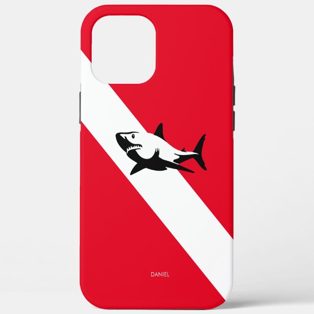 Coques Case-Mate iPhone Drapeau de plongée avec requin Personnalisé (Verso)
