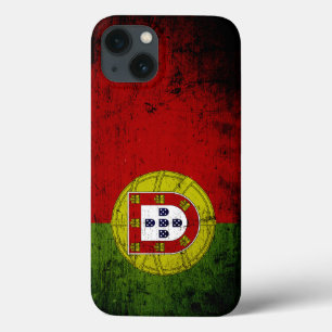 iPhone 13 Coque Drapeau du Portugal de Grunge Noir
