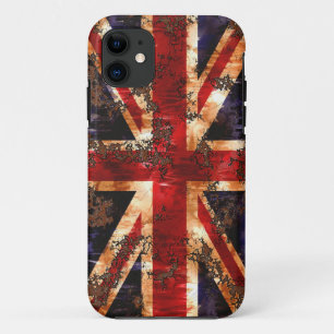 Coque iPhone 11 Drapeau du Royaume-Uni patriotique rouillé