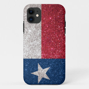 Coque iPhone 11 Drapeau du Texas de parties scintillantes de Faux