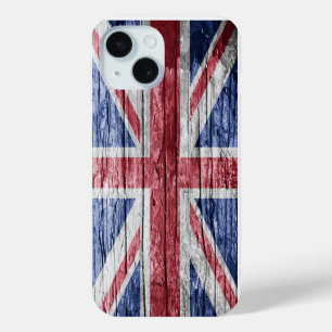 Coque Pour iPhone 15 drapeau en bois britannique