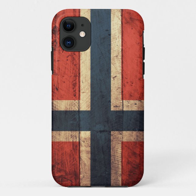 Coques Case-Mate iPhone Drapeau en bois de la Norvège (Dos)