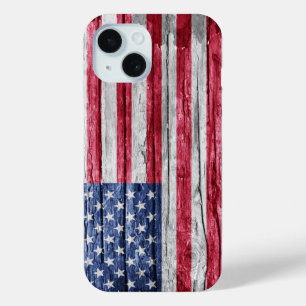 Coque Pour iPhone 15 Drapeau en bois des États-Unis