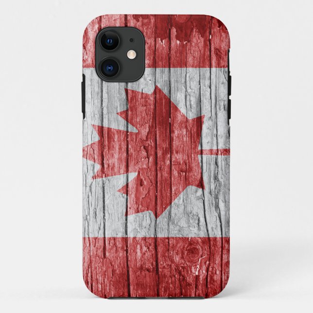 Coques Case-Mate iPhone Drapeau en bois du Canada (Dos)