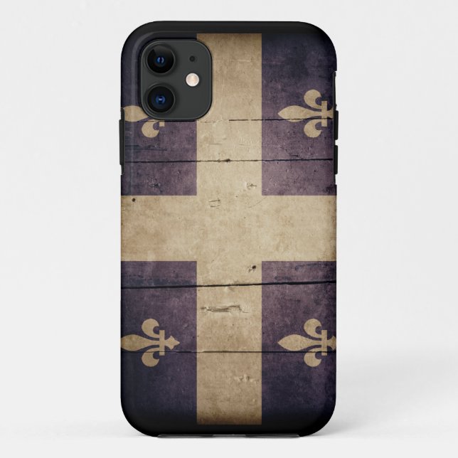 Coques Case-Mate iPhone Drapeau en bois rocailleux du Québec (Dos)