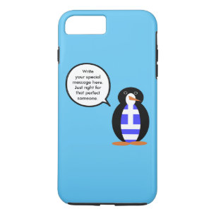 Coque iPhone 8 Plus/7 Plus Drapeau grec pingouin parlant personnalisé