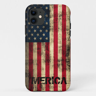 Coques Pour iPhone 'Drapeau grunge vintage personnalisé de Merica