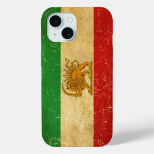 Coque Pour iPhone 15 Drapeau Iran Lion et Sun Shah d'Iran