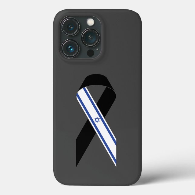 Coques Case-Mate iPhone Drapeau Israël noir ruban gris foncé (Verso)