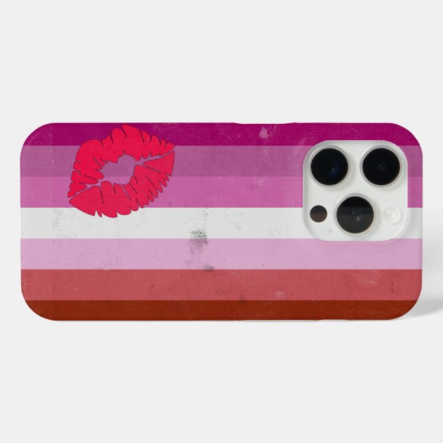 Coques Case-Mate iPhone Drapeau Lesbien (Lipstick) (Verso (horizontal))