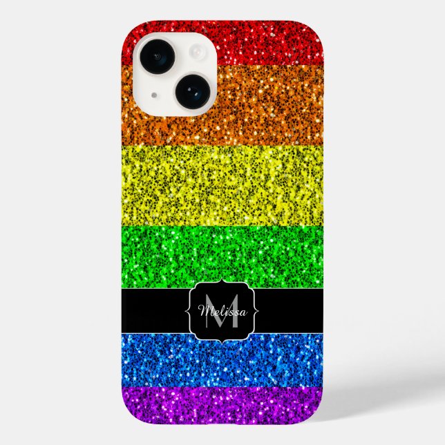 Coques Case-Mate iPhone Drapeau LGBT vibrante parties scintillant arc-en-c (Verso)